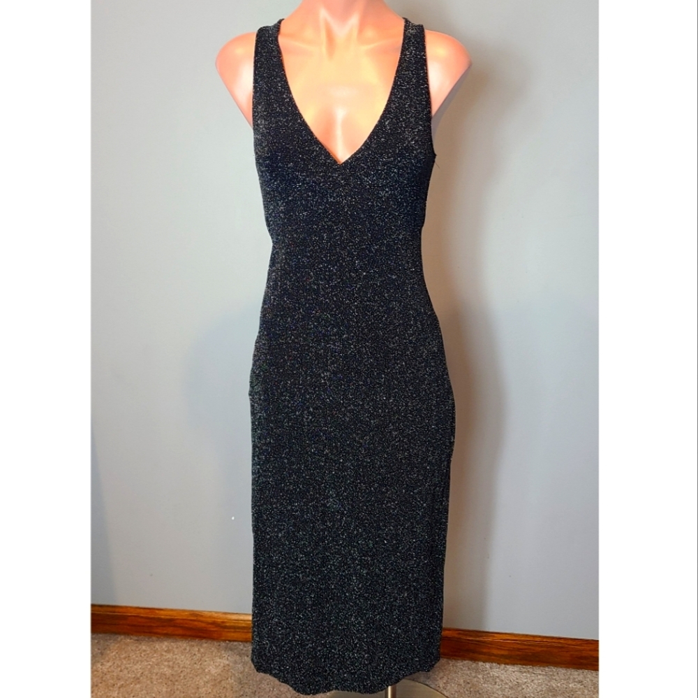 Vintage City Triangles Black Glitter Midi Dress